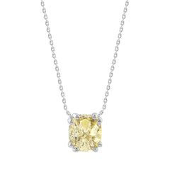 14K WHITE GOLD 1.00CT YELLOW CUSHION DIAMOND LADIES PENDANT