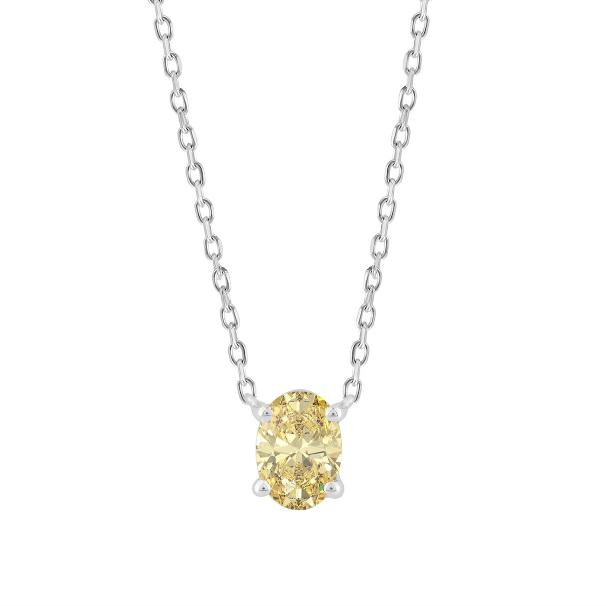 14K WHITE GOLD 1.00CT YELLOW OVAL DIAMOND LADIES PENDANT