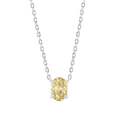 14K WHITE GOLD 1.00CT YELLOW OVAL DIAMOND LADIES NECKLACE