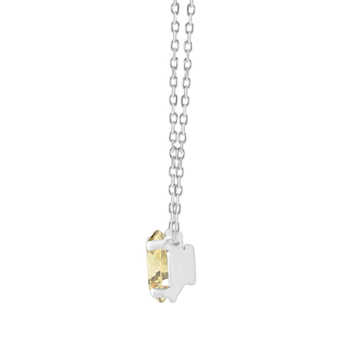 14K WHITE GOLD 1.00CT YELLOW OVAL DIAMOND LADIES NECKLACE