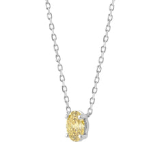 14K WHITE GOLD 1.00CT YELLOW OVAL DIAMOND LADIES NECKLACE
