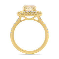 14K YELLOW GOLD 2 3/4CT ROUND/CUSHION DIAMOND LADIES RING (CENTER STONE YELLOW CUSHION DIAMOND 2CT)