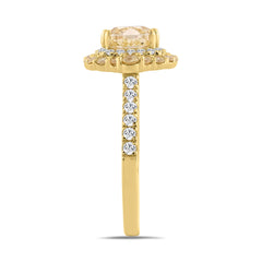 14K YELLOW GOLD 2 3/4CT ROUND/CUSHION DIAMOND LADIES RING (CENTER STONE YELLOW CUSHION DIAMOND 2CT)