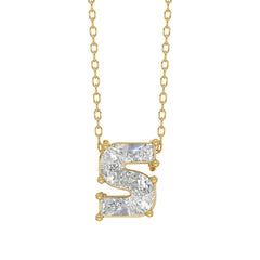 14K YELLOW GOLD 1 3/4CT FANCY CUT ALPHABET DIAMOND LADIES PENDANT WITH CHAIN
