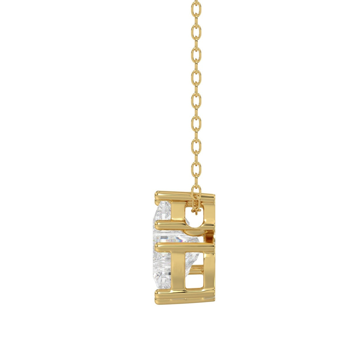 14K YELLOW GOLD 1 3/4CT FANCY CUT ALPHABET DIAMOND LADIES PENDANT WITH CHAIN