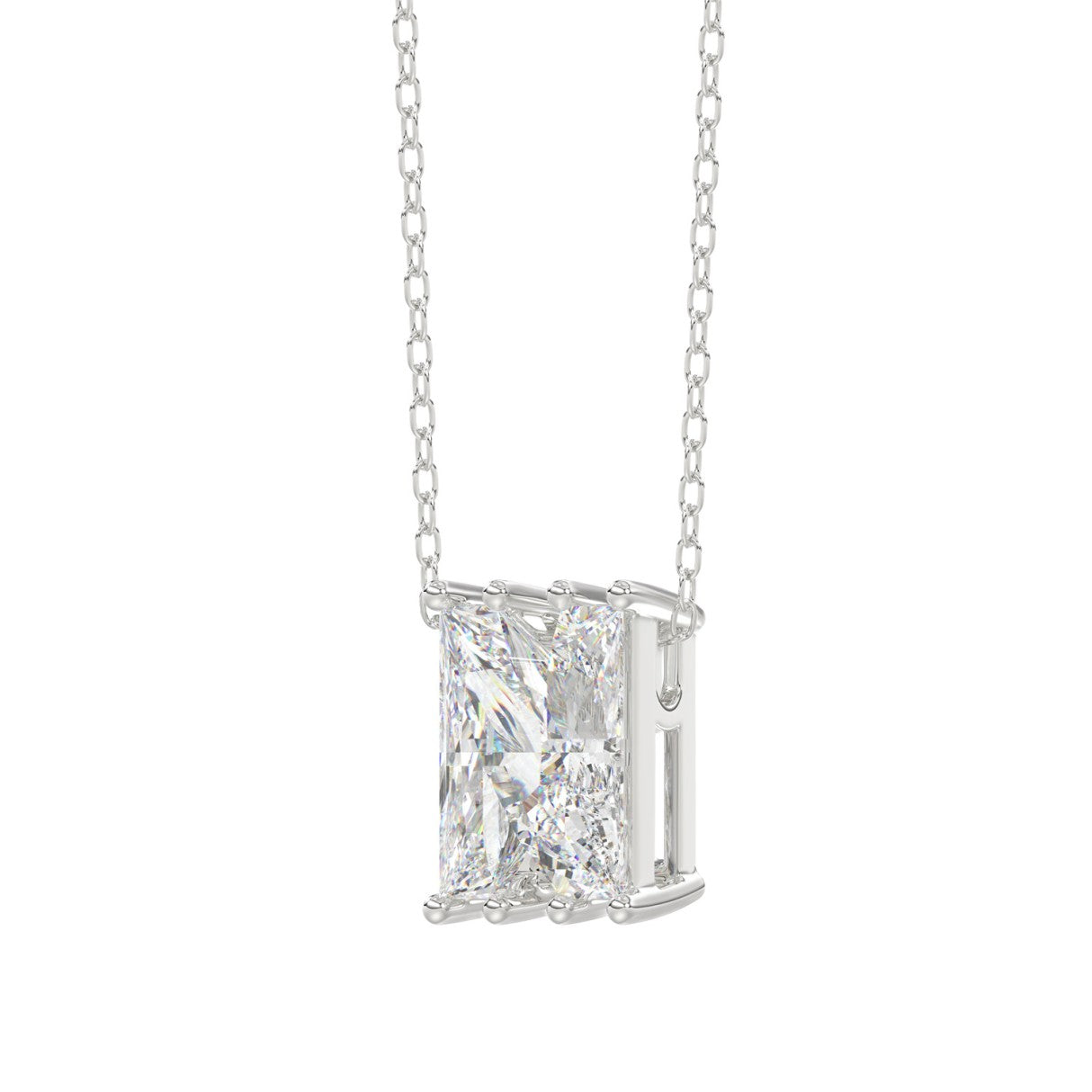 14K White Gold Diamond Initial “N” Pendant 1 1/2CT Fancy Cut Ladies Alphabet Charm with Chain