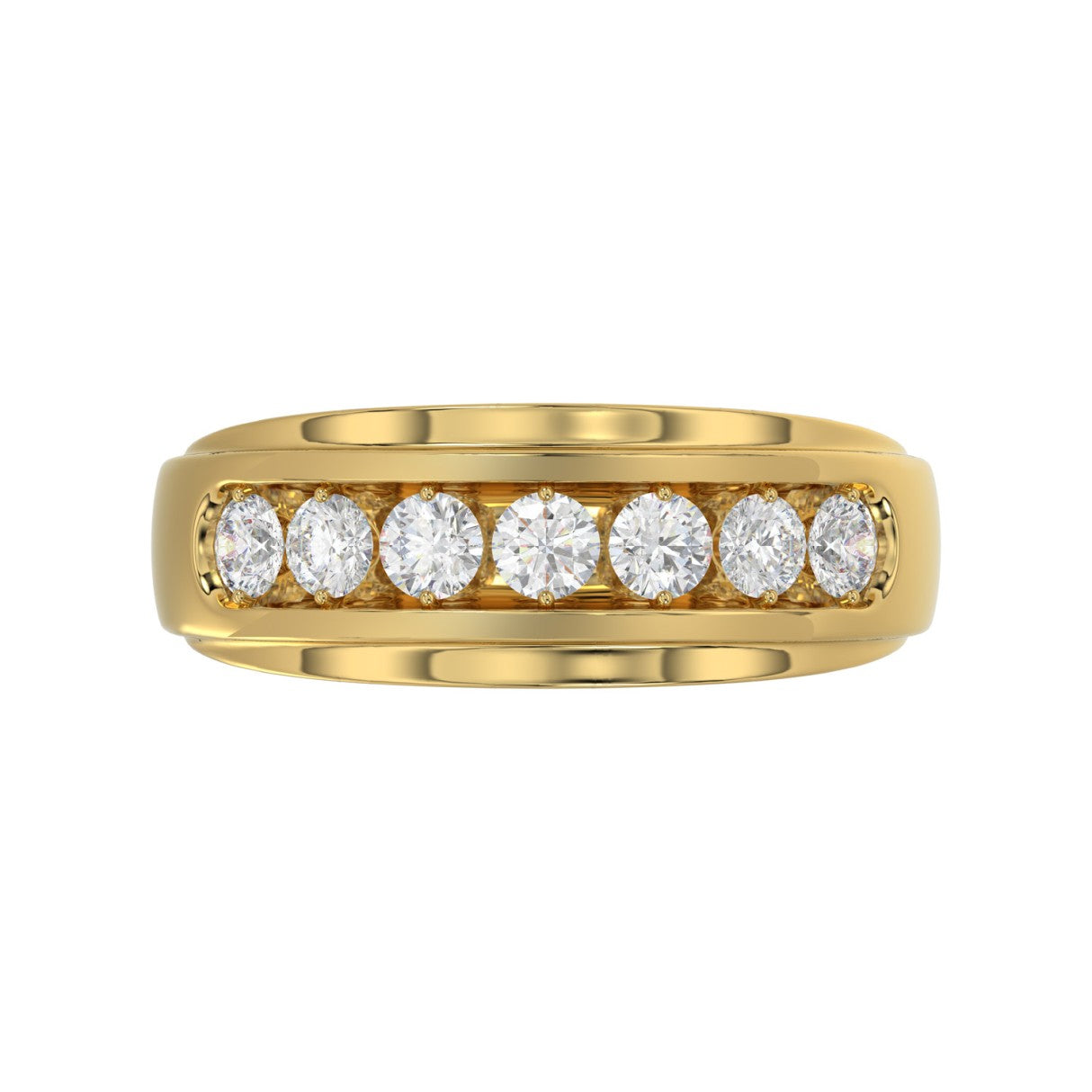 14K YELLOW GOLD 1.00CT ROUND DIAMOND MEN'S BAND