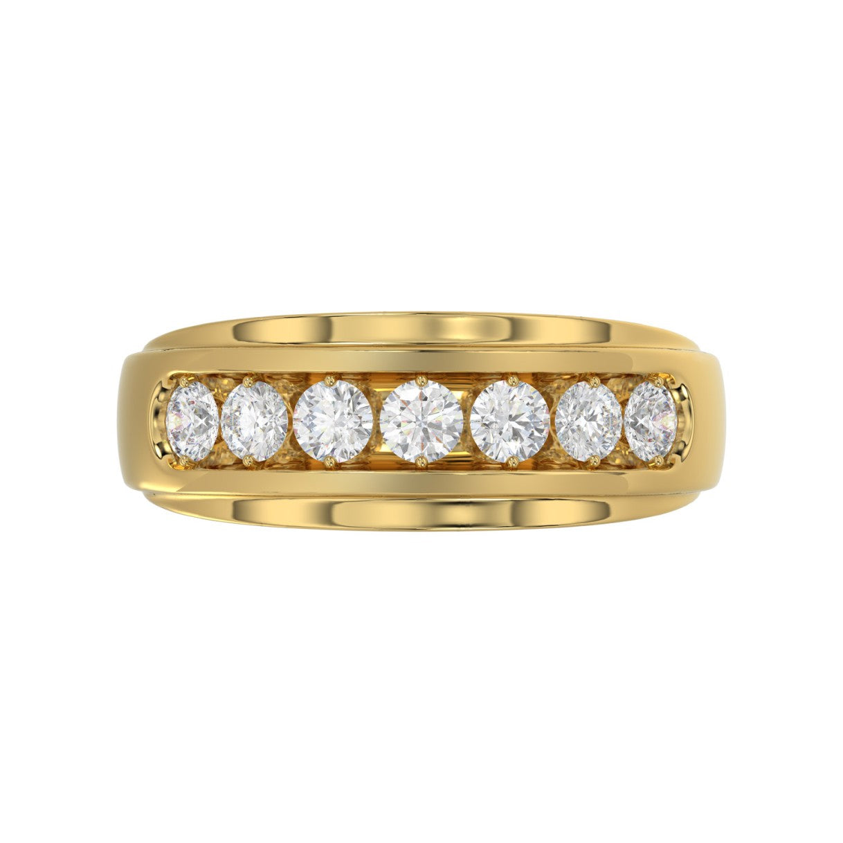 14K YELLOW GOLD 1.00CT ROUND DIAMOND MEN'S BAND