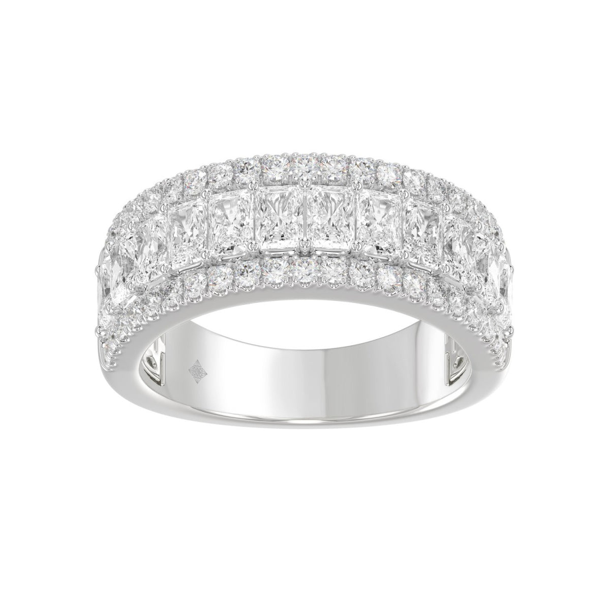 Ladies 14K White Gold Ladies Band 2 1/4CT Featuring Round &amp; Radiant Cut Diamonds