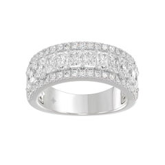 Ladies 14K White Gold Ladies Band 2 1/4CT Featuring Round &amp; Radiant Cut Diamonds