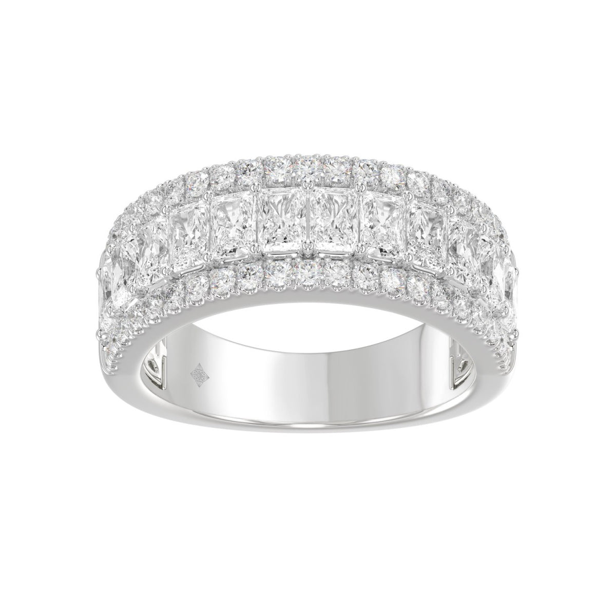 Ladies 14K White Gold Ladies Band 2 1/4CT Featuring Round &amp; Radiant Cut Diamonds