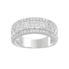Ladies 14K White Gold Ladies Band 2 1/4CT Featuring Round &amp; Radiant Cut Diamonds