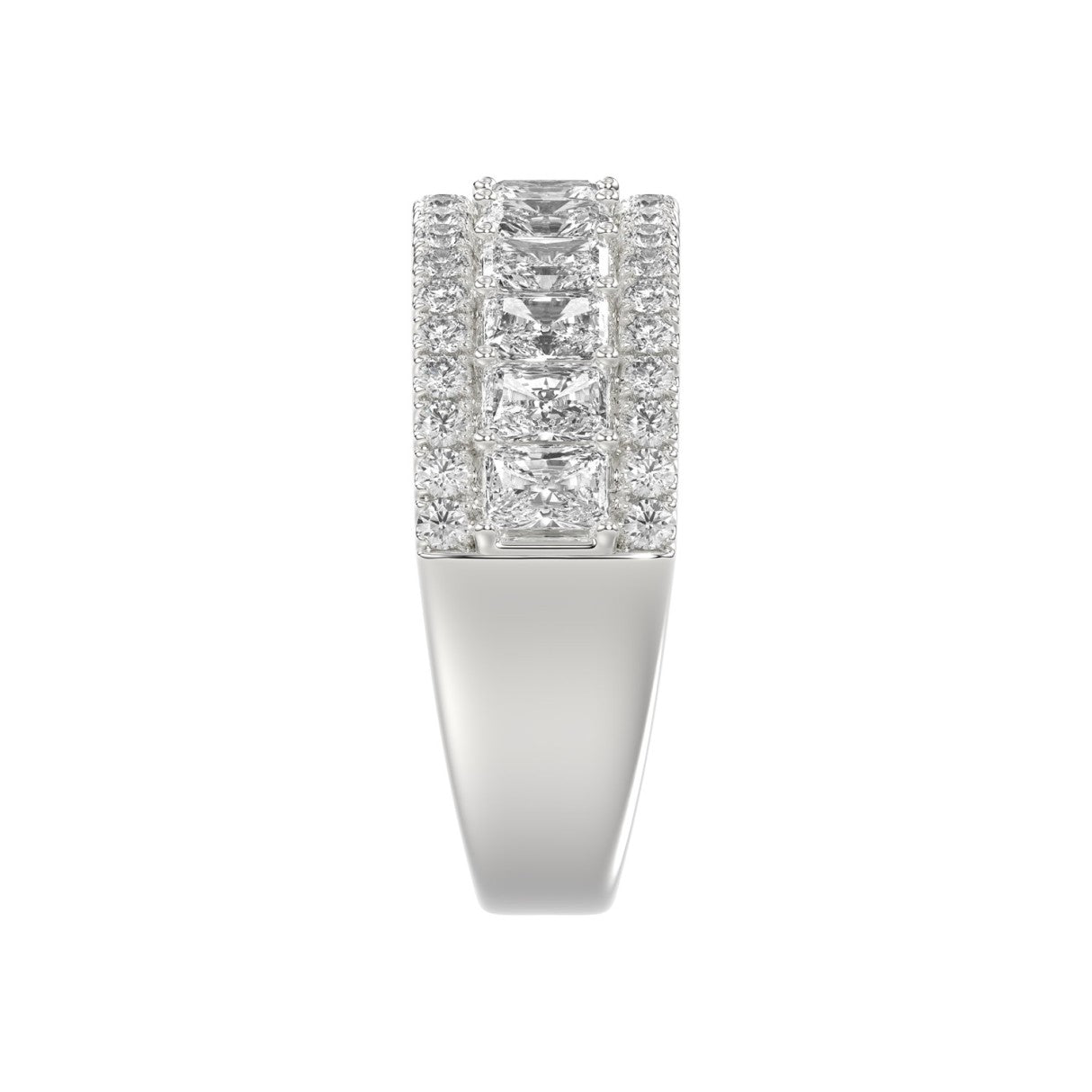 Ladies 14K White Gold Ladies Band 2 1/4CT Featuring Round &amp; Radiant Cut Diamonds