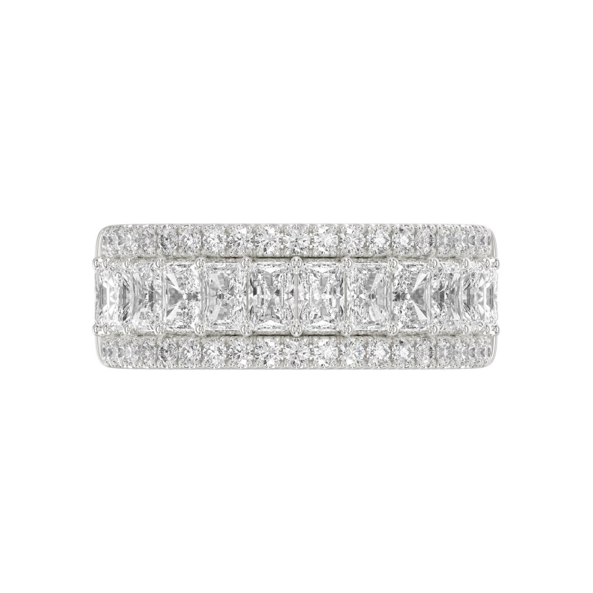 Ladies 14K White Gold Ladies Band 2 1/4CT Featuring Round &amp; Radiant Cut Diamonds