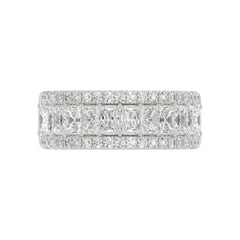 Ladies 14K White Gold Ladies Band 2 1/4CT Featuring Round &amp; Radiant Cut Diamonds