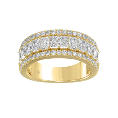 Ladies 14K Yellow Gold Ladies Band 2 1/4CT Featuring Round &amp; Radiant Cut Diamonds