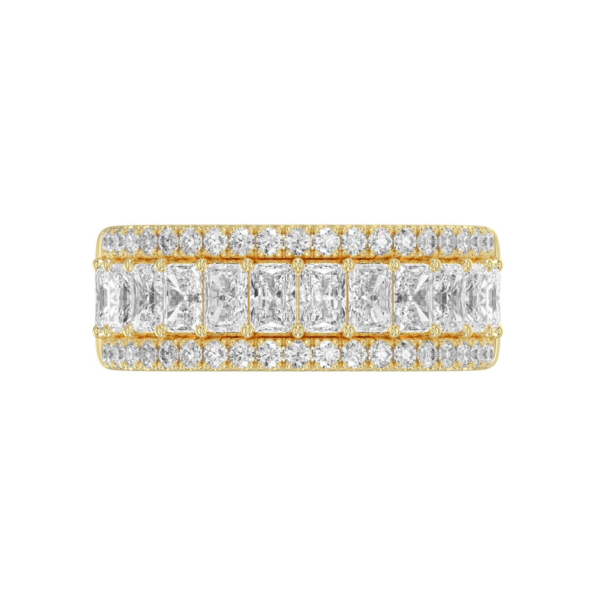 Ladies 14K Yellow Gold Ladies Band 2 1/4CT Featuring Round &amp; Radiant Cut Diamonds
