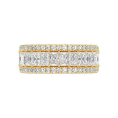 Ladies 14K Yellow Gold Ladies Band 2 1/4CT Featuring Round &amp; Radiant Cut Diamonds
