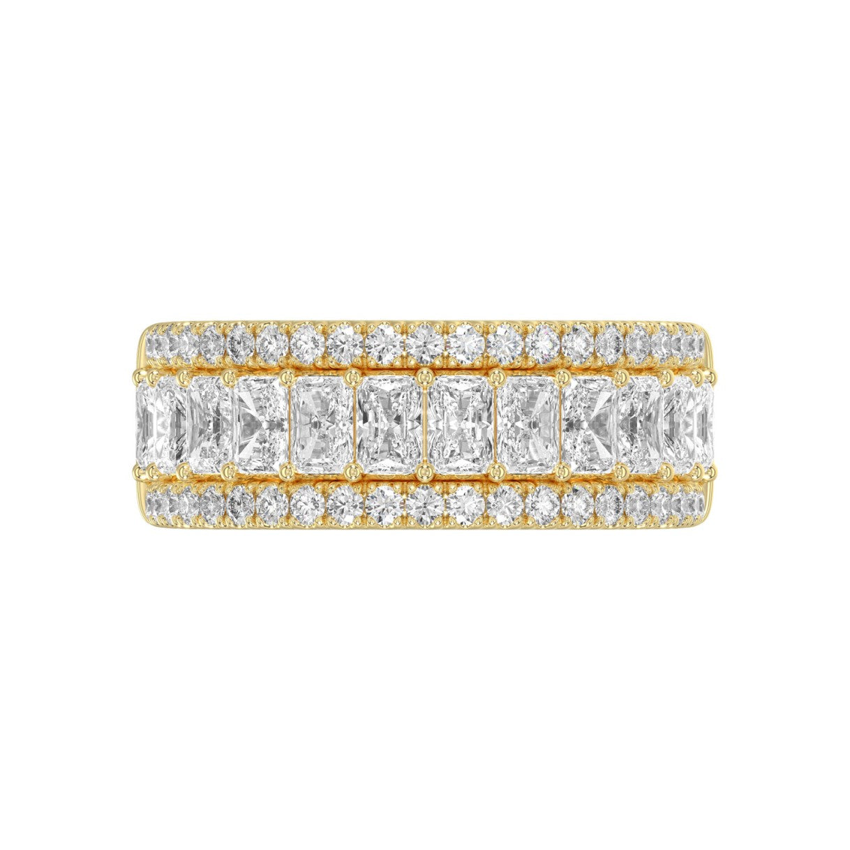 Ladies 14K Yellow Gold Ladies Band 2 1/4CT Featuring Round &amp; Radiant Cut Diamonds