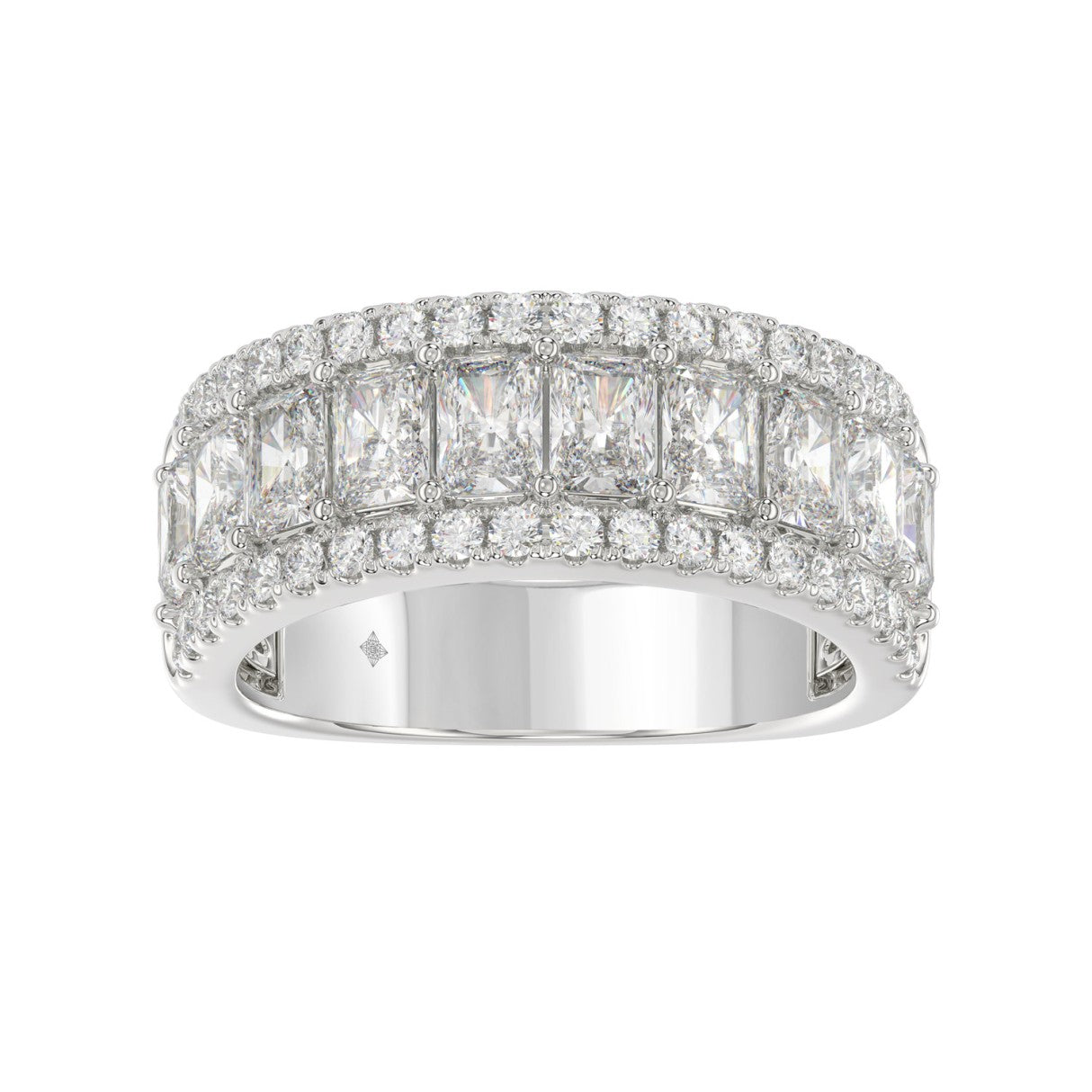 3.00 CT Fashion Band for Ladies Round &amp; Radiant Cut Diamonds 14K White Gold Luxury Band (Color F-G -Clarity VS1/VS2)