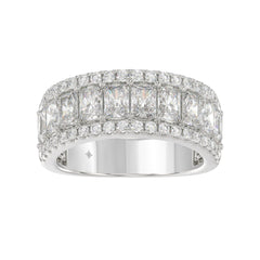 3.00 CT Fashion Band for Ladies Round &amp; Radiant Cut Diamonds 14K White Gold Luxury Band (Color F-G -Clarity VS1/VS2)
