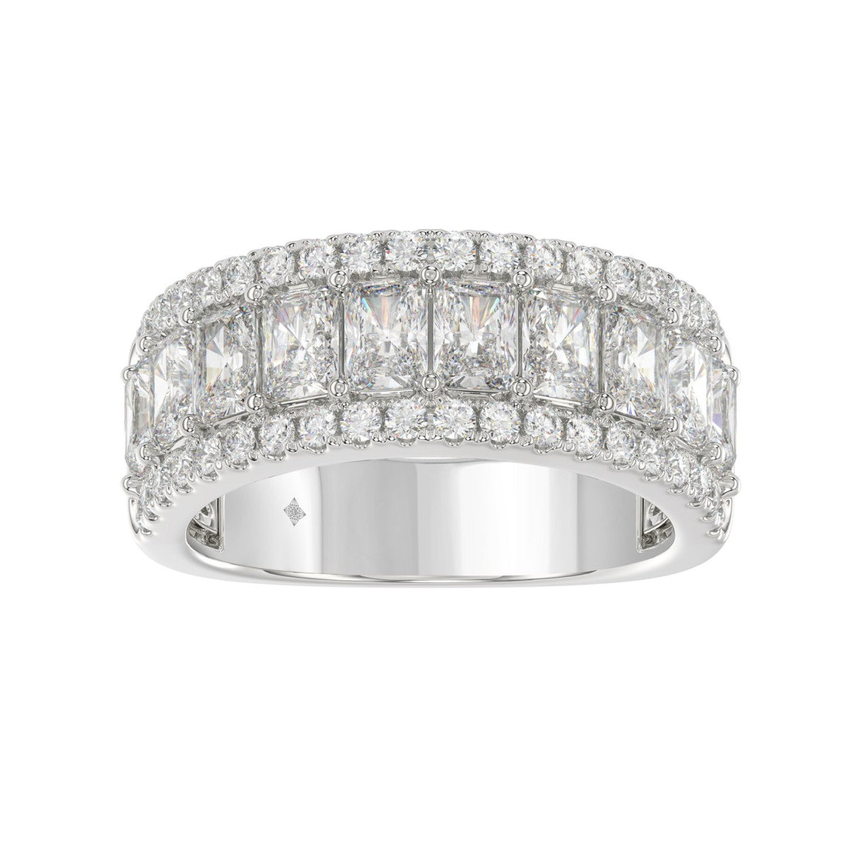 3.00 CT Fashion Band for Ladies Round &amp; Radiant Cut Diamonds 14K White Gold Luxury Band (Color F-G -Clarity VS1/VS2)
