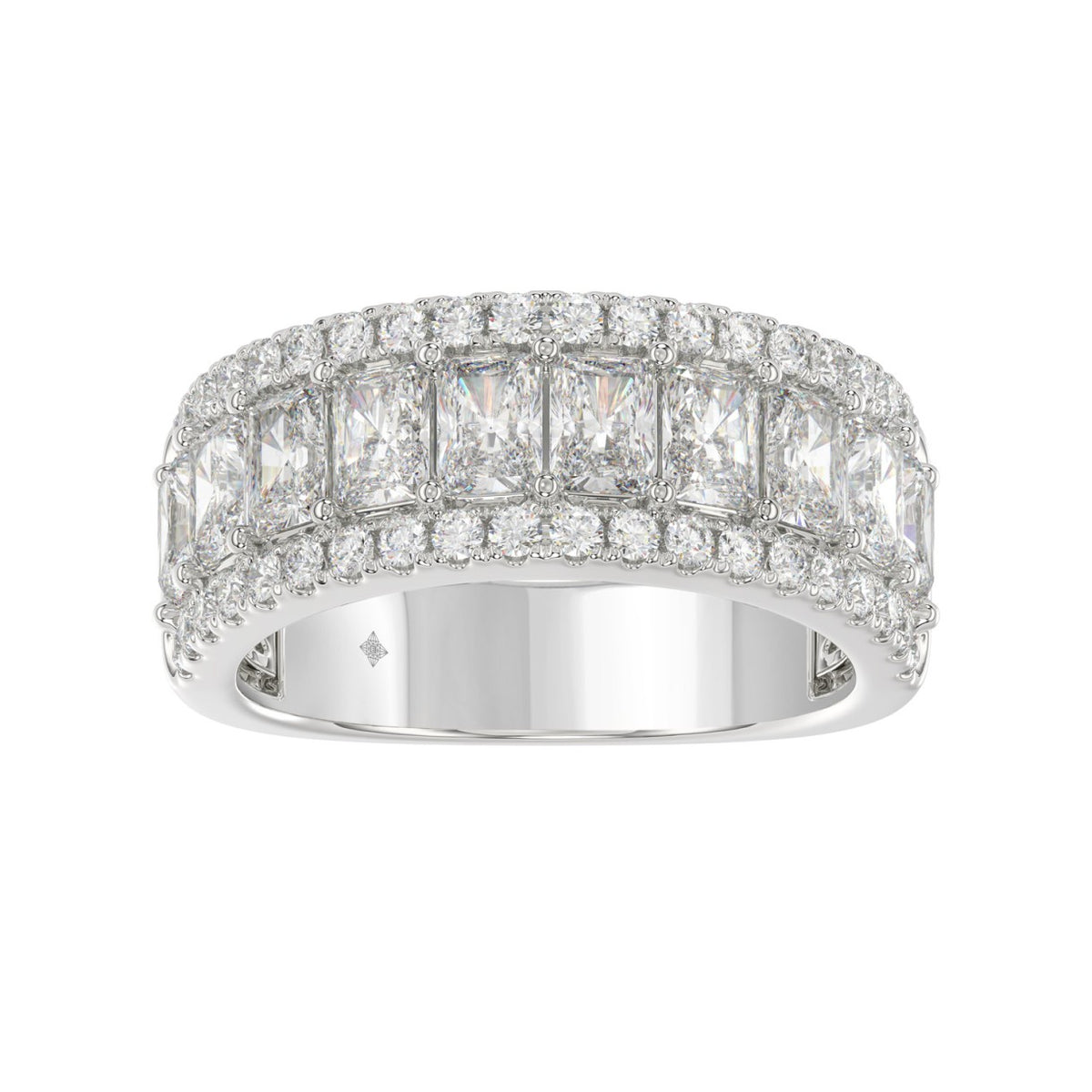 3.00 CT Fashion Band for Ladies Round &amp; Radiant Cut Diamonds 14K White Gold Luxury Band (Color F-G -Clarity VS1/VS2)