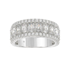 3.00 CT Fashion Band for Ladies Round &amp; Radiant Cut Diamonds 14K White Gold Luxury Band (Color F-G -Clarity VS1/VS2)