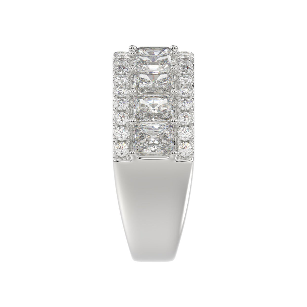 3.00 CT Fashion Band for Ladies Round &amp; Radiant Cut Diamonds 14K White Gold Luxury Band (Color F-G -Clarity VS1/VS2)