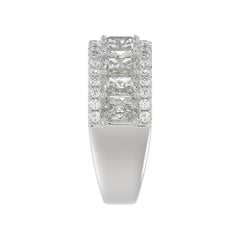 3.00 CT Fashion Band for Ladies Round &amp; Radiant Cut Diamonds 14K White Gold Luxury Band (Color F-G -Clarity VS1/VS2)
