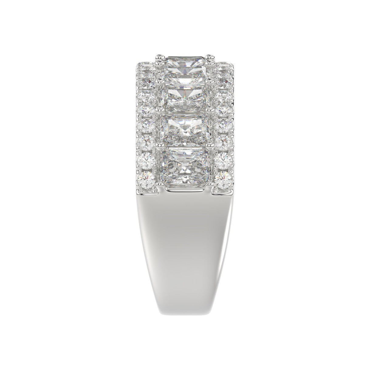 3.00 CT Fashion Band for Ladies Round &amp; Radiant Cut Diamonds 14K White Gold Luxury Band (Color F-G -Clarity VS1/VS2)