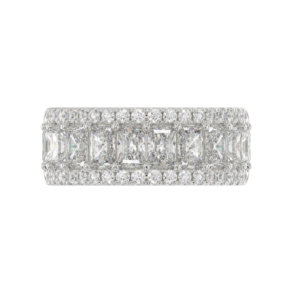 3.00 CT Fashion Band for Ladies Round &amp; Radiant Cut Diamonds 14K White Gold Luxury Band (Color F-G -Clarity VS1/VS2)