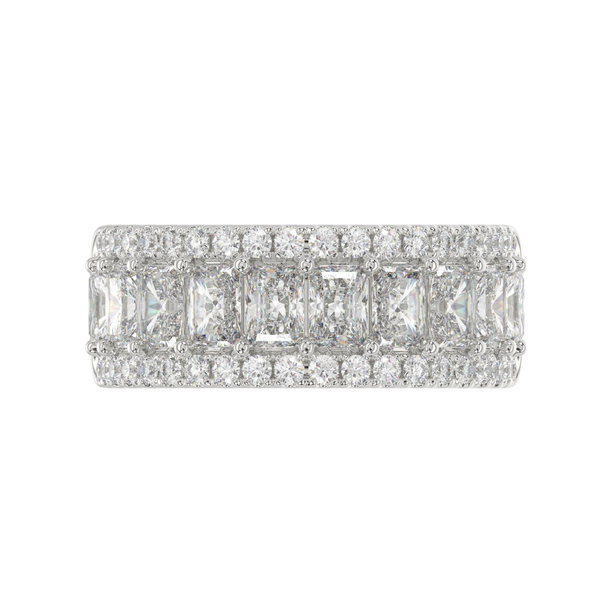 3.00 CT Fashion Band for Ladies Round &amp; Radiant Cut Diamonds 14K White Gold Luxury Band (Color F-G -Clarity VS1/VS2)