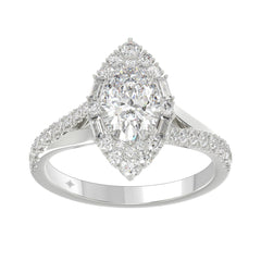 14K WHITE GOLD 2.00CT ROUND/OVAL/BAGUETTE DIAMOND LADIES RING