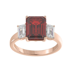 14K ROSE GOLD 5 1/3CT EMERALD DIAMOND LADIES RING (EMERALD RUBY)