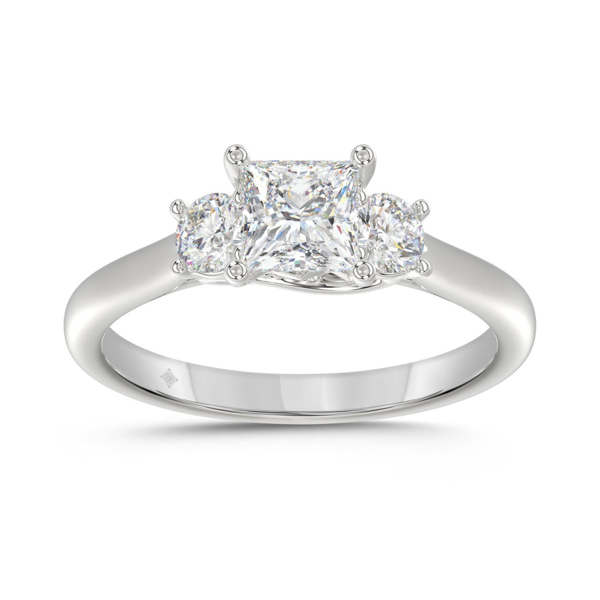 14K WHITE GOLD 1.00CT PRINCESS/ROUND DIAMOND LADIES RING (CENTER STONE PRINCESS DIAMOND 3/4CT)