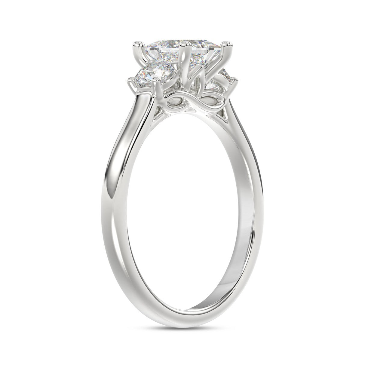14K WHITE GOLD 1.00CT PRINCESS/ROUND DIAMOND LADIES RING (CENTER STONE PRINCESS DIAMOND 3/4CT)