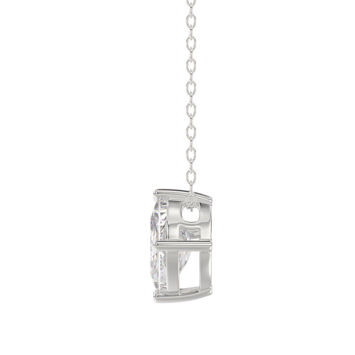 10K White Gold Diamond Initial “D” Pendant 2 1/3CT Fancy Cut Ladies Alphabet Charm with Chain