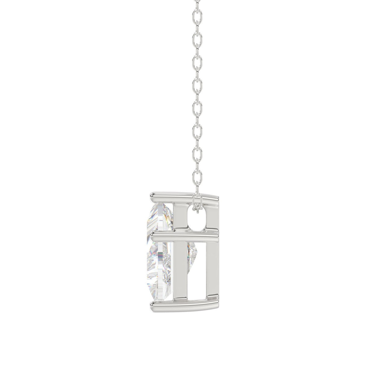 10K White Gold Diamond Initial “T” Pendant 1.00CT Fancy Cut Ladies Alphabet Charm with Chain
