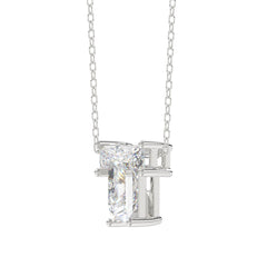 10K White Gold Diamond Initial “T” Pendant 1.00CT Fancy Cut Ladies Alphabet Charm with Chain
