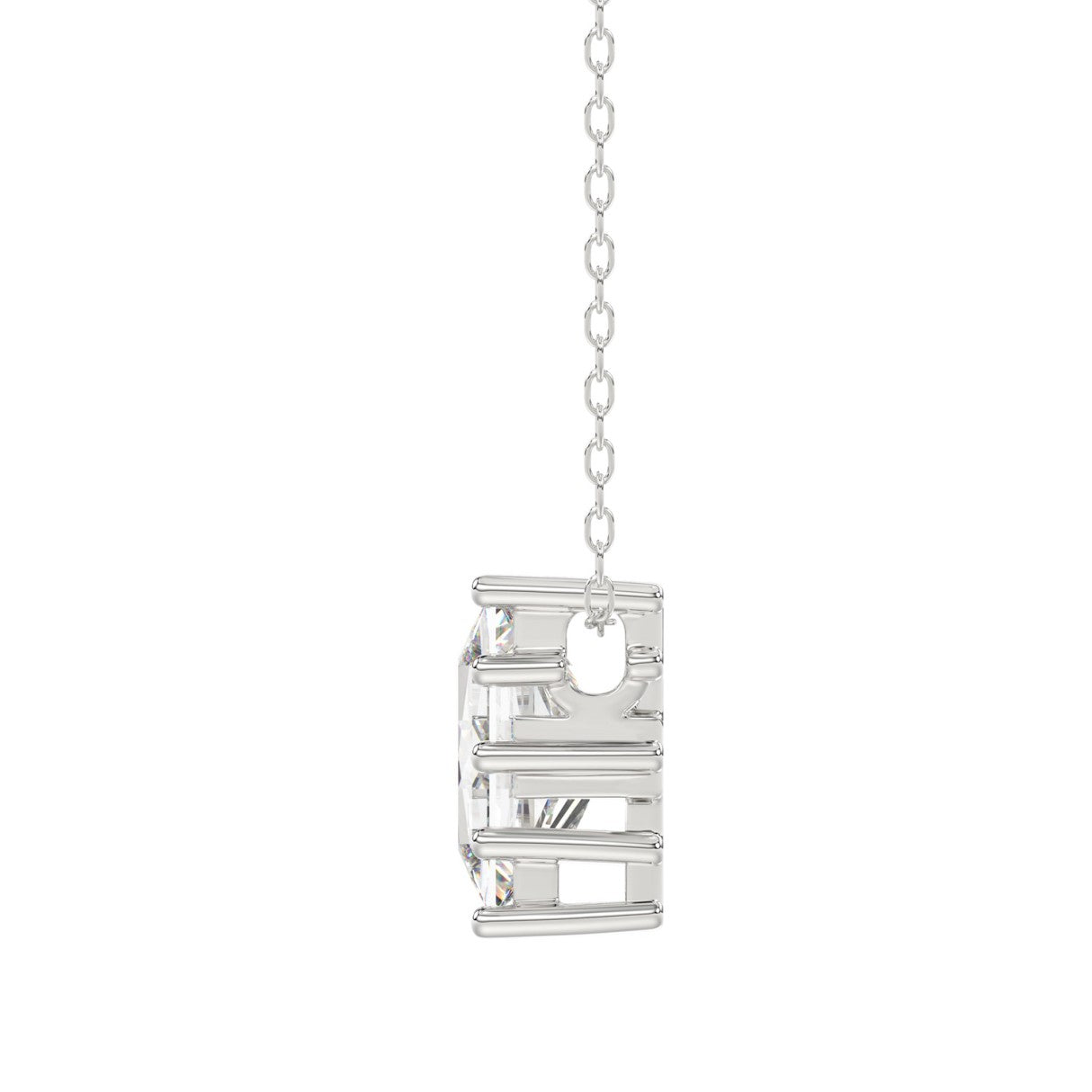 10K White Gold Diamond Initial “E” Pendant 1 1/2CT Fancy Cut Ladies Alphabet Charm with Chain