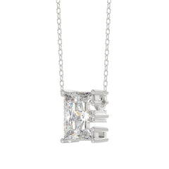 10K White Gold Diamond Initial “E” Pendant 1 1/2CT Fancy Cut Ladies Alphabet Charm with Chain
