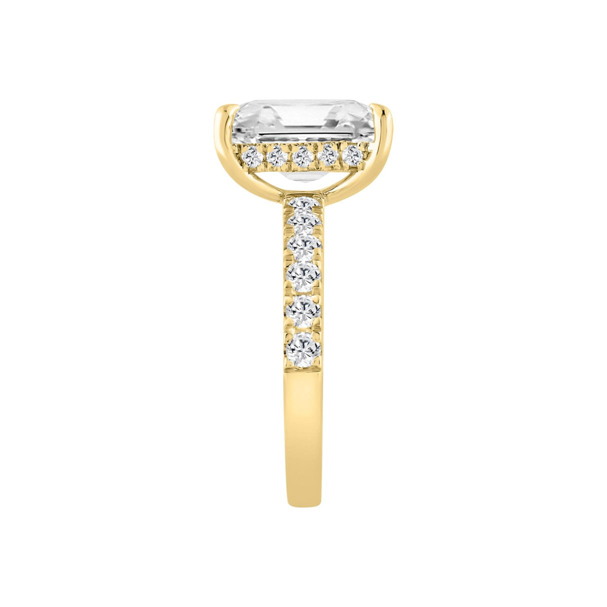 14K YELLOW GOLD 4 3/4CT ROUND/RADIANT DIAMOND LADIES RING (CENTER STONE RADIANT DIAMOND 4CT)