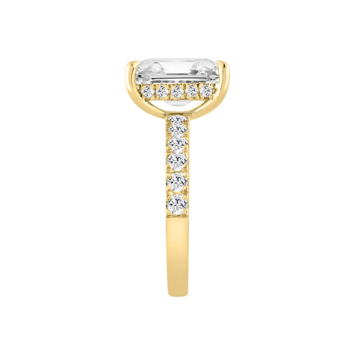 14K YELLOW GOLD 4 3/4CT ROUND/RADIANT DIAMOND LADIES RING (CENTER STONE RADIANT DIAMOND 4CT)