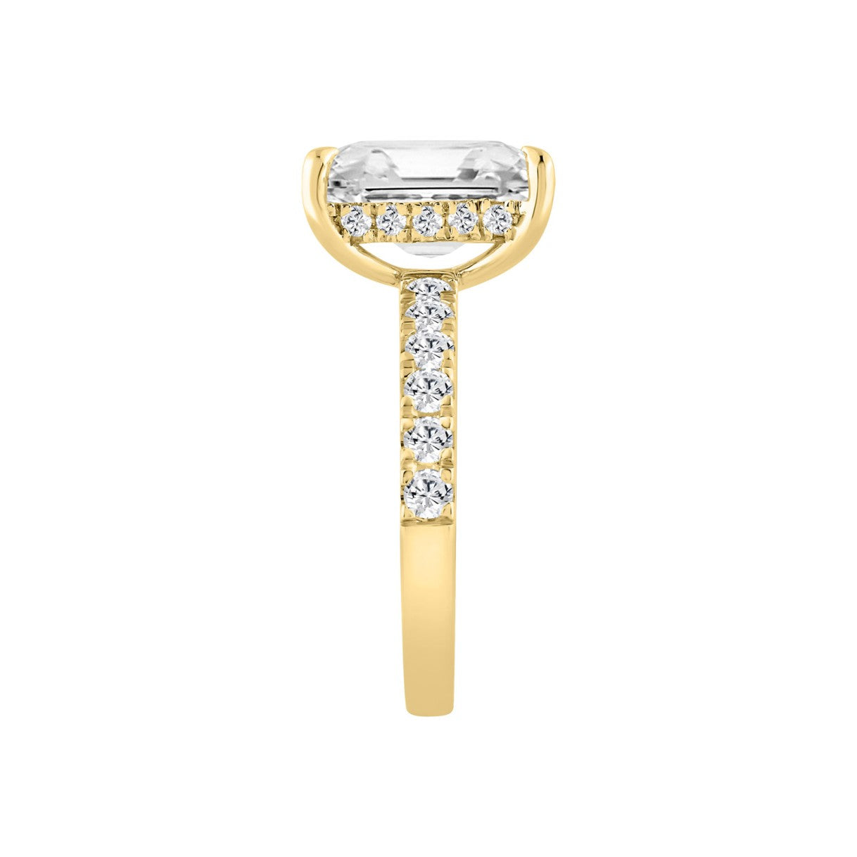 14K YELLOW GOLD 4 3/4CT ROUND/RADIANT DIAMOND LADIES RING (CENTER STONE RADIANT DIAMOND 4CT)