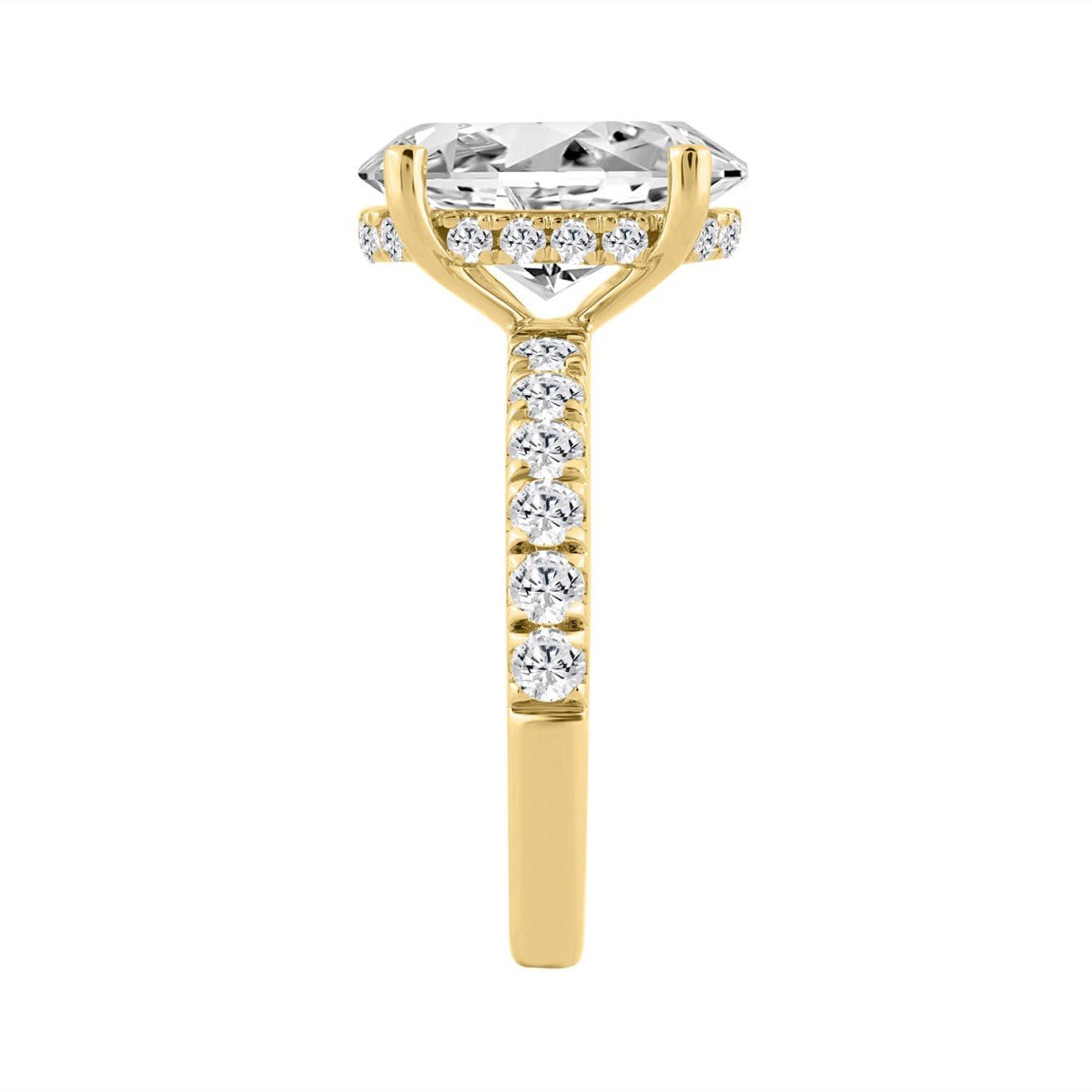 14K YELLOW GOLD 4 3/4CT ROUND/OVAL DIAMOND LADIES RING (CENTER STONE OVAL DIAMOND 4CT)
