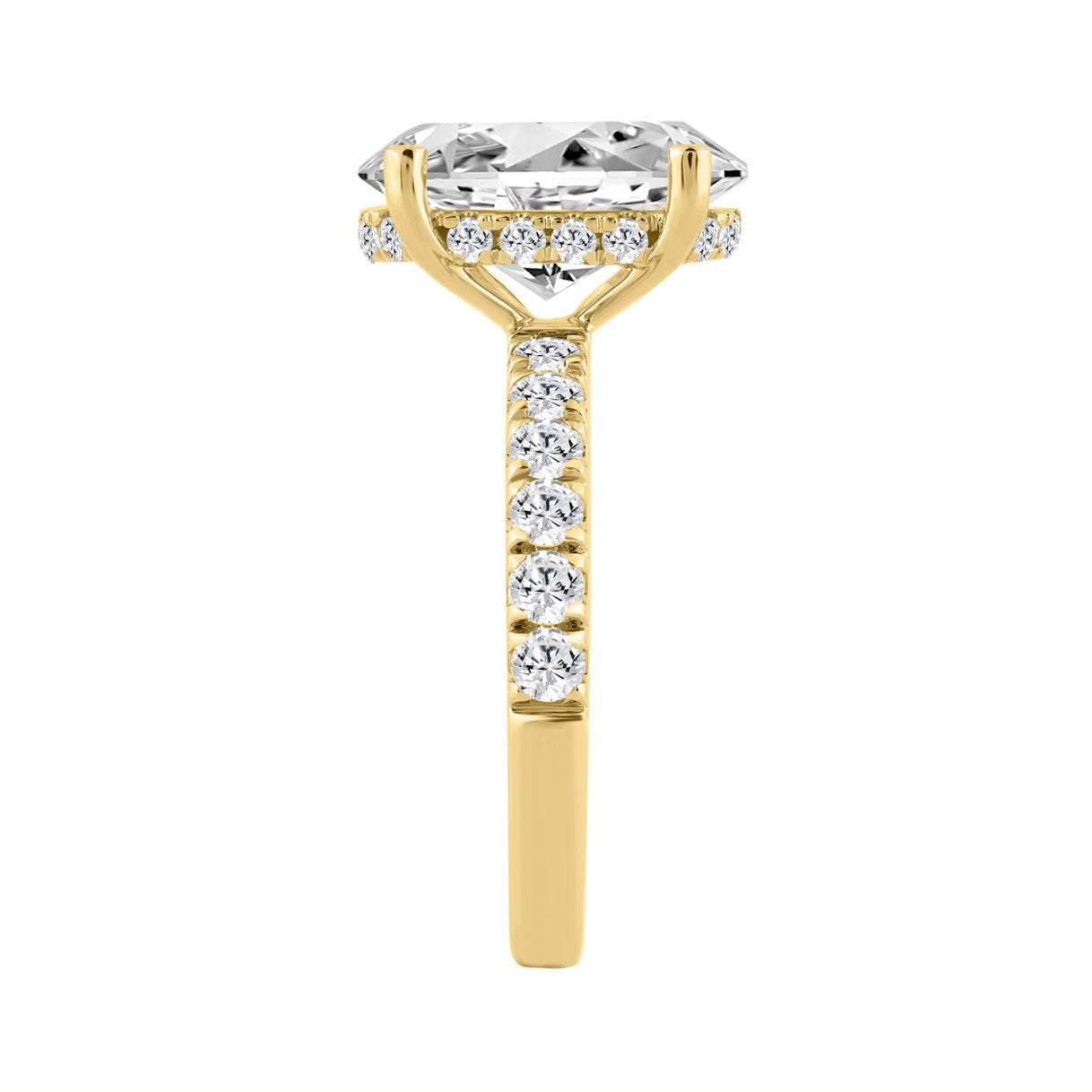14K YELLOW GOLD 4 3/4CT ROUND/OVAL DIAMOND LADIES RING (CENTER STONE OVAL DIAMOND 4CT)
