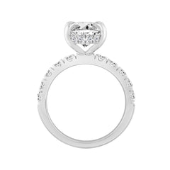 14K WHITE GOLD 6.00CT ROUND/OVAL DIAMOND LADIES RING (CENTER STONE OVAL DIAMOND 5CT)