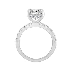 14K WHITE GOLD 6.00CT ROUND/OVAL DIAMOND LADIES RING (CENTER STONE OVAL DIAMOND 5CT)