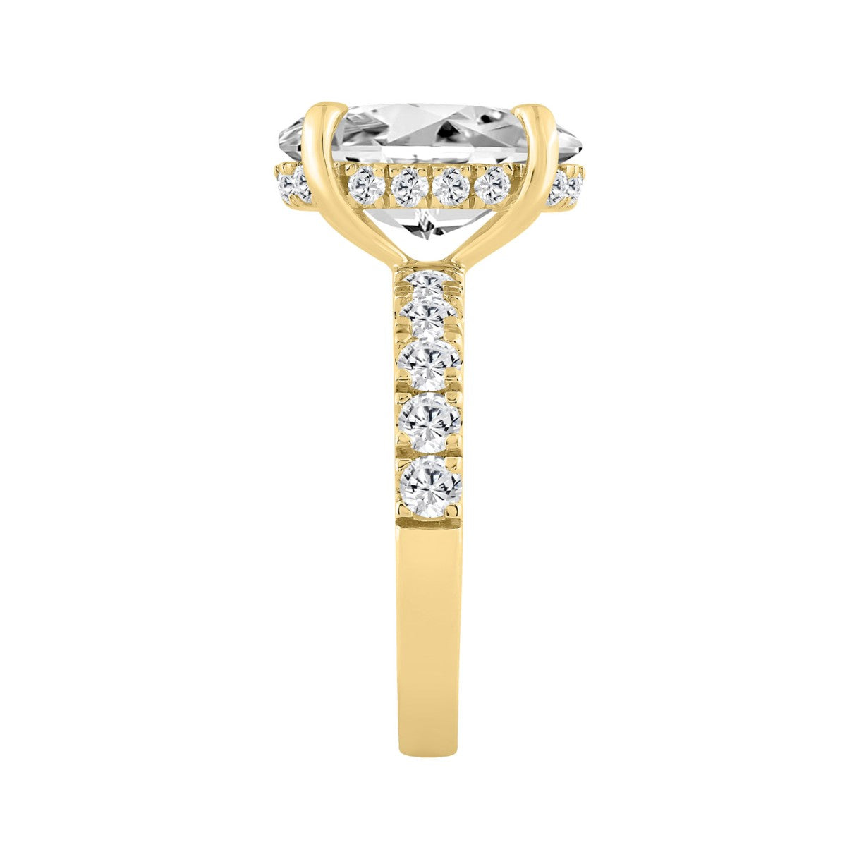 14K YELLOW GOLD 6.00CT ROUND/OVAL DIAMOND LADIES RING (CENTER STONE OVAL DIAMOND 5.00CT)